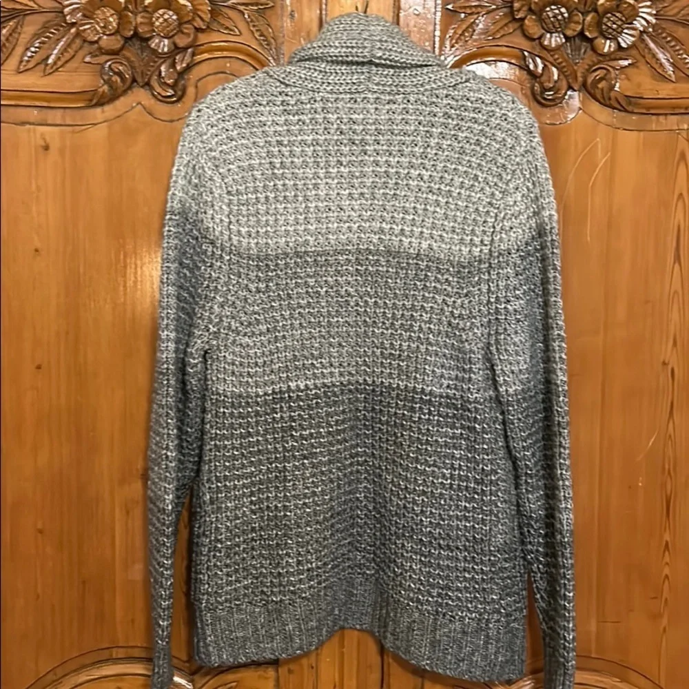 5 Button Gray Ombre Cardigan Sweater Shawl Collar